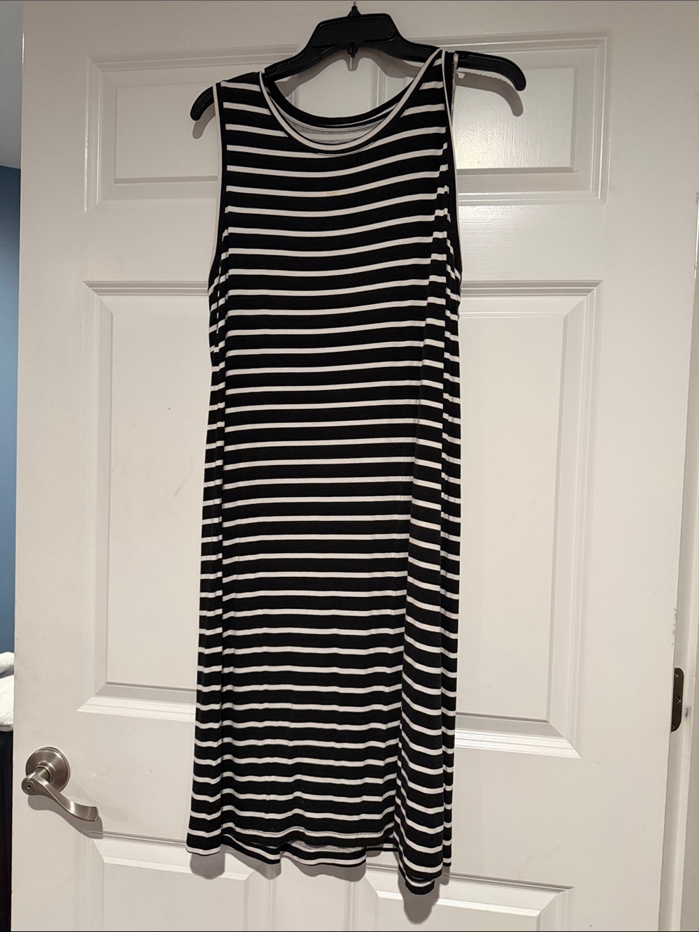 St. John's Bay Black and White Striped Sleeveless Midi Dress